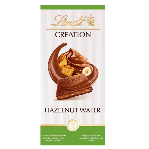 Lindt Creation Milk Hazelnut Wafer Chocolate Bar