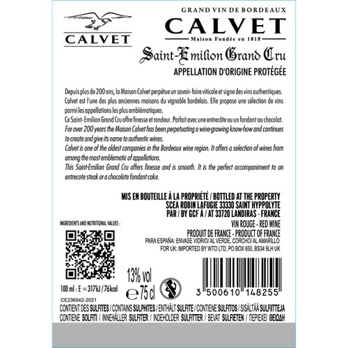 Calvet Saint Emilion Grand Cru Vieux Pourret