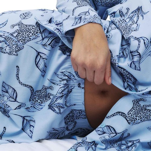 M&S Womens Soft Touch Printed Revere Pyjama Set, Medium, Navy Mix
