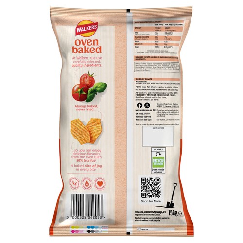 Walkers Oven Baked Sun Dried Tomato & Basil