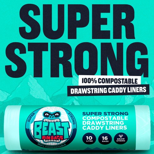 BEAST Compostable Drawstring Caddy Liners 10L