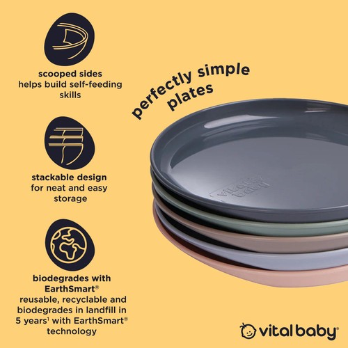Vital Baby Nourish Perfectly Simple Plates 5pk - natural