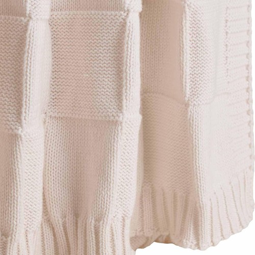 M&S Knitted Checkerboard Large Throw, Neutral