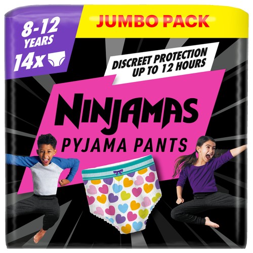 Pampers Ninjamas Pyjama Pants Hearts, 8-12 Years