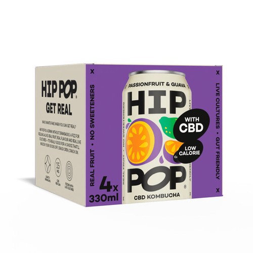 Hip Pop Passionfruit & Guava CBD Kombucha
