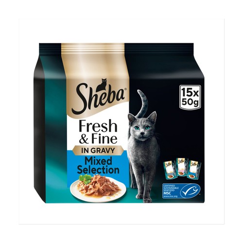 Sheba Fresh & Fine Wet Cat Food Pouches Fish in Gravy