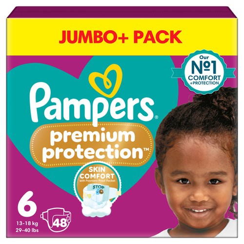 Pampers Premium Protection Nappies, Size 6 (13kg+) Jumbo+ Pack