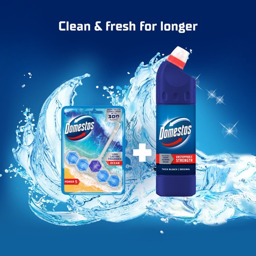 Domestos Power 5 Toilet Rim Block Ocean 