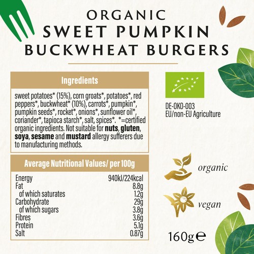 Biona Organic Sweet Potato Buckwheat Burgers