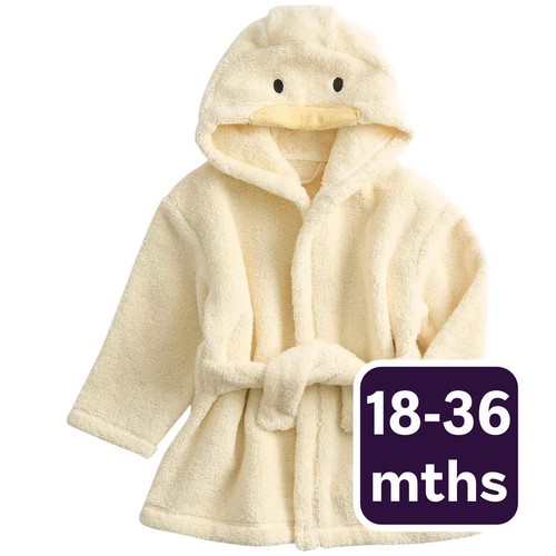 M&S Unisex Pure Cotton Duck Hooded Robe, 18-36 M, Yellow