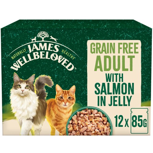 James Wellbeloved Grain Free Adult Wet Cat Food Salmon in Jelly Pouches
