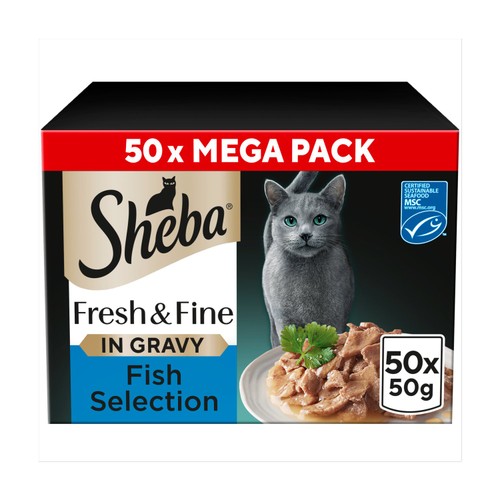 Sheba Fresh & Fine Wet Cat Food Pouches Fish Collection in Gravy