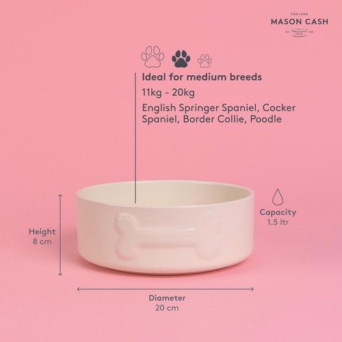 Mason Cash Colour Mix Cream Dog Bowl 20cm