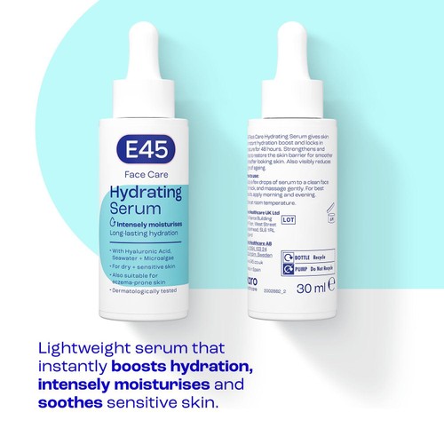 E45 Hydrating Face Serum with Hyaluronic Acid for Dry & Sensitive Skin