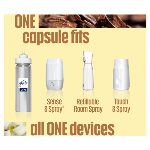 Glade ONE Sense & Spray Holder & Refill, Sandalwood & Jasmine Air Freshener