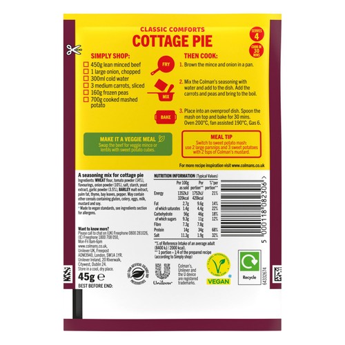 Colman's Cottage Pie Recipe Mix