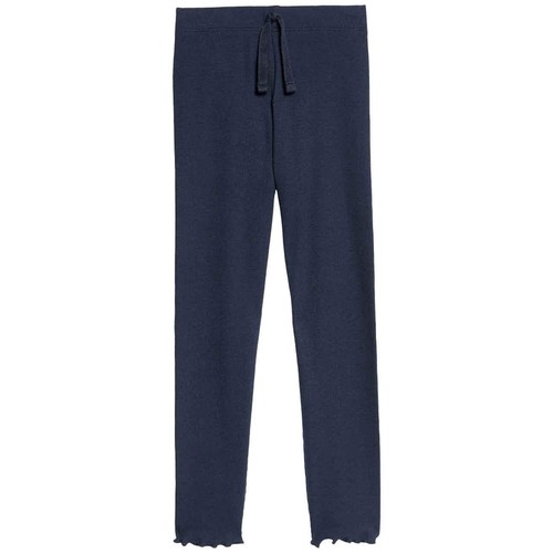 M&S Cotton Rich Plain Rib Leggings, 6-7 Years, Navy