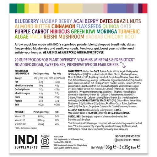 INDI Gut Bar Berry and Nut High Fibre Multipack