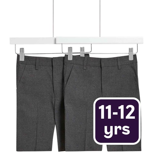 M&S Boys Regular Leg School Shorts, 11-12 Y, Grey 