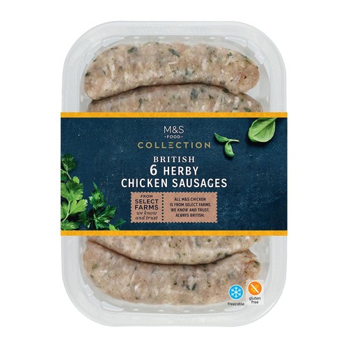 M&S Collection British 6 Herby Chicken Sausages