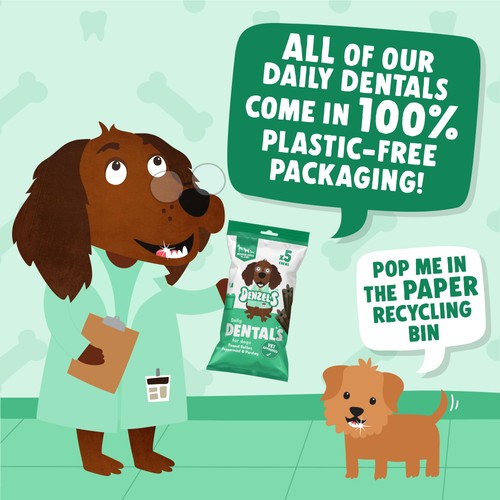 Denzel's Daily Dentals For Medium Dogs Peanut Butter, Peppermint & Parsley