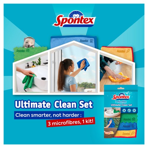 Spontex Ultimate Microfibre Multipurpose Cleaner Kit Cloths & Duster