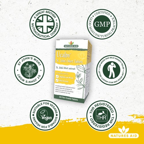Natures Aid Ucalm 300mg T St John's Wort Extract Tablets 
