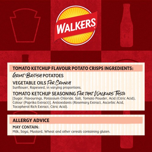 Walkers Tomato Ketchup Multipack Crisps 6x25g