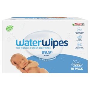 WaterWipes Sensitive Newborn Biodegradable Wipes - 1080 Wipes 18 x 60 per pack