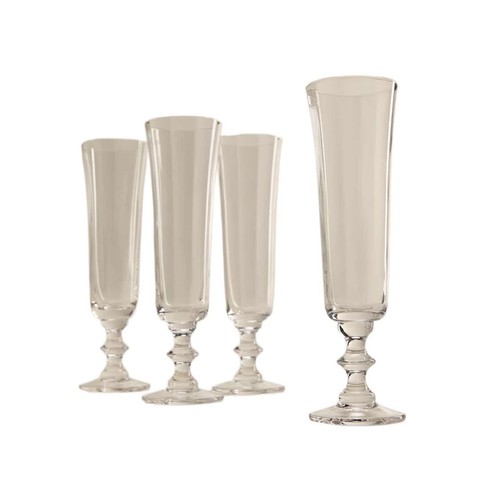 M&S Set of 4 Etoile Champagne Flutes, Clear