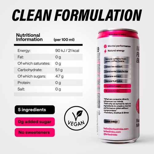 Brite Natural Focus, Energy Raspberry Mint