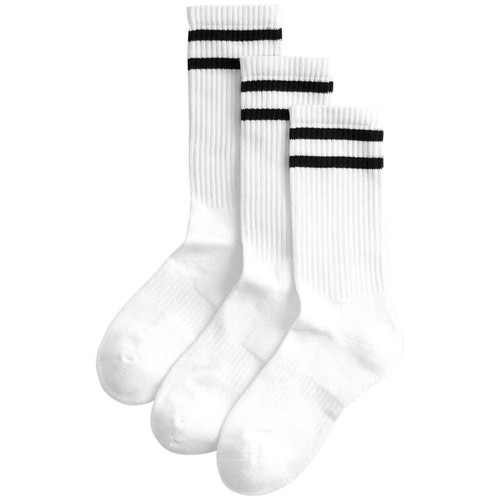 M&S Womens Goodmove Striped Crew Socks, 3-5, White Mix