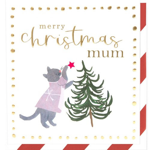 Caroline Gardner Cat Merry Christmas Mum Card