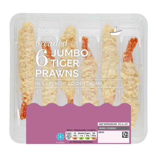M&S 6 Breaded Jumbo Tiger Prawns