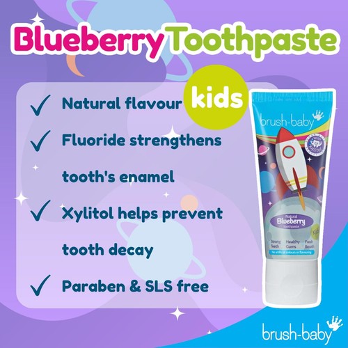 Brush-Baby Kids Natural Blueberry flavoured  Rocket Toothpaste