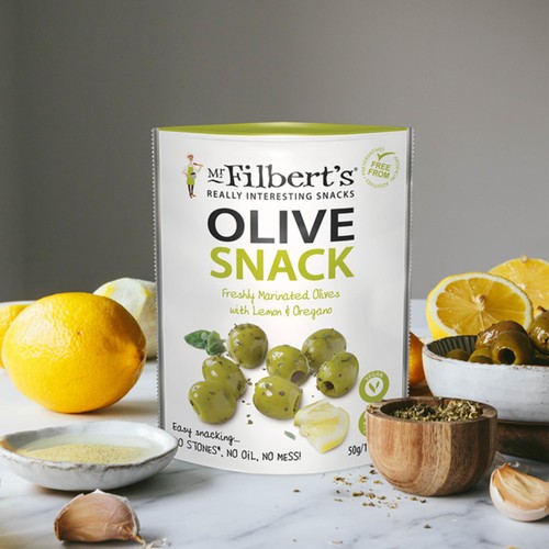 Mr Filberts Olive Snacks Green Olives with Lemon & Oregano
