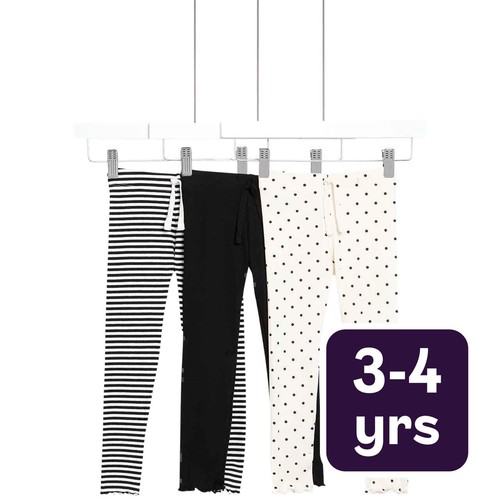 M&S Polka Dot/Stripe Legging Legging, 3-4 Years, Carbon