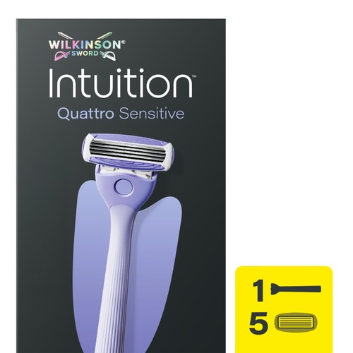 Wilkinson Sword Intuition Quattro Sensitive Women's Razor & 5 Blade Refills