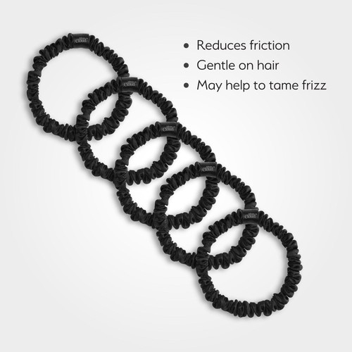 Silver Cloud 5 Black Skinny Satin Scrunchies