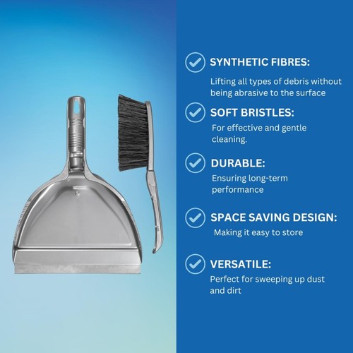 Elliott Dustpan & Brush Set Silver Soft