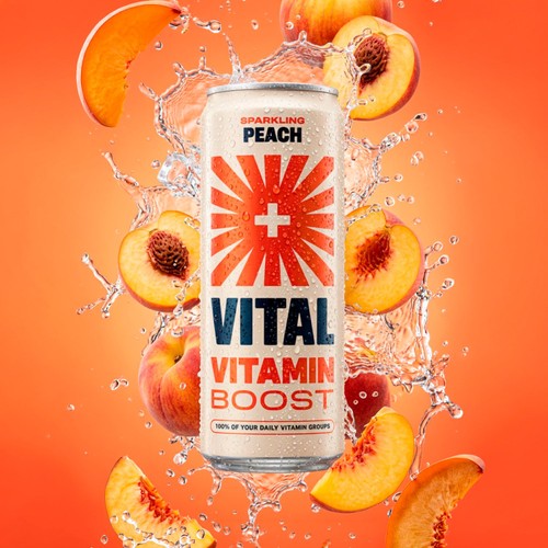 VITAL Drinks Sparkling Peach Vitamin Water