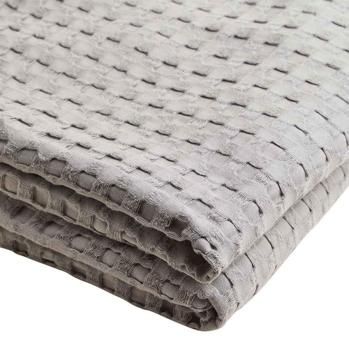 M&S Pure Cotton Large Waffle Throw, Light Grey