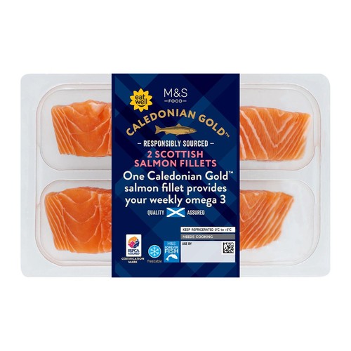 M&S Scottish 2 Salmon Fillets Skin On