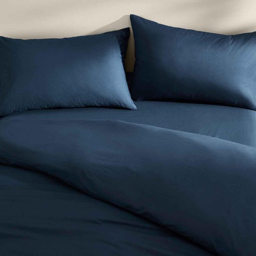 M&S Cotton Rich Bedding Set, King Size Navy
