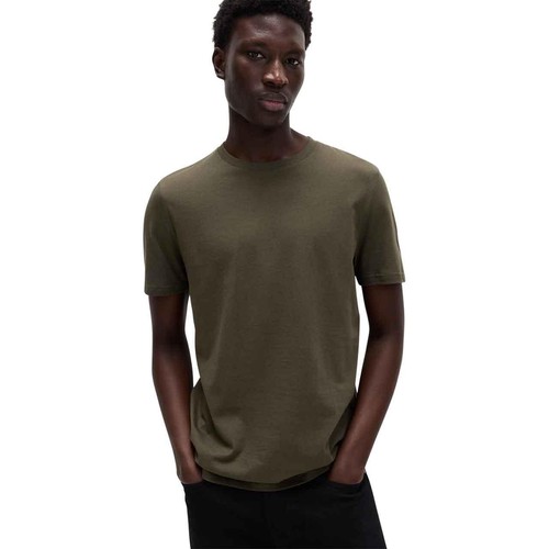 M&S Mens Pure Cotton Crew Neck T-Shirt, L, Forest Green