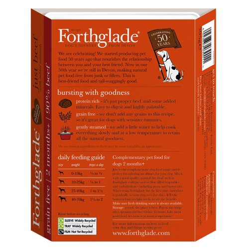 Forthglade Complementary Grain Free Wet Dog Food Just 90% Beef
