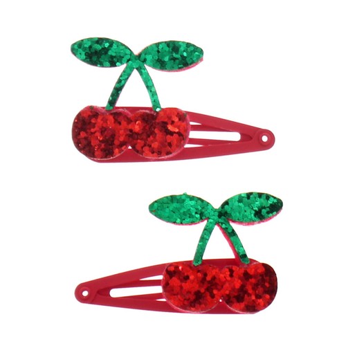 Rex London Glitter Hair Clips Cherry