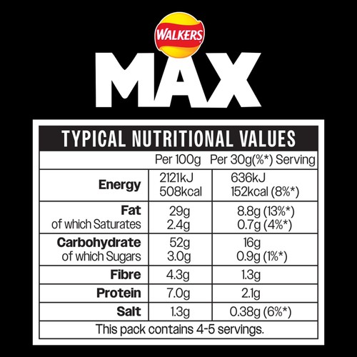 Walkers Max Strong Hot Chicken Wings Sharing Bag Crisps