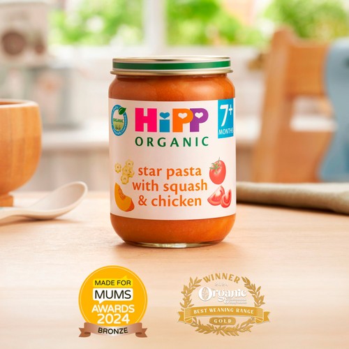 HiPP Organic Star Pasta with Squash & Chicken Baby Food Jar 7+ Months