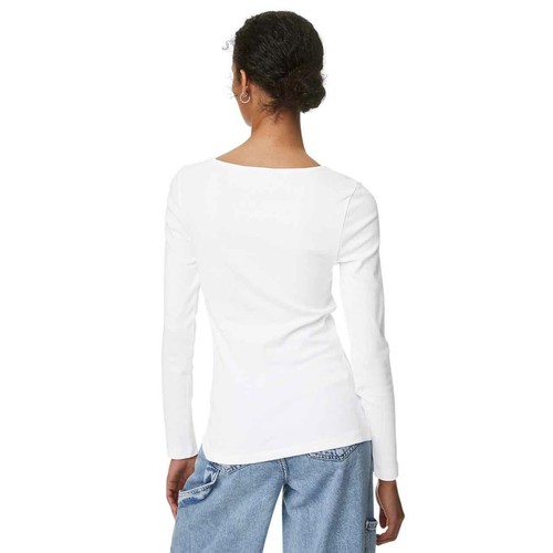 M&S Cotton Square Neck Slim Fit Top, 18, White